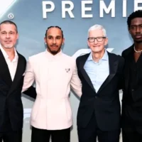 Brad Pitt, Lewis Hamilton, Tim Cook, and Damson Idris attend the World Premiere of F1 The Movie.