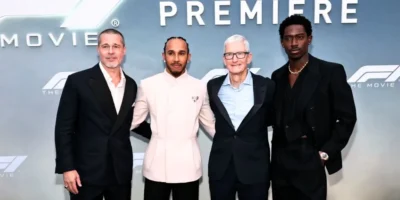 Brad Pitt, Lewis Hamilton, Tim Cook, and Damson Idris attend the World Premiere of F1 The Movie.